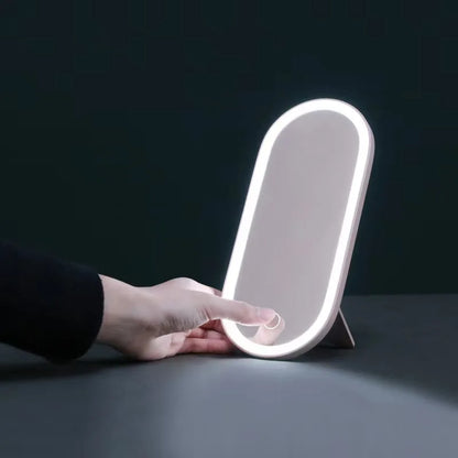 Illuminate Your Beauty: Portable LED Light Makeup Organizer with Touch Control Mirror