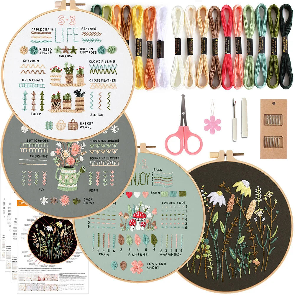 Embark on Your Creative Journey with Our 3/4-Piece Embroidery Starter Kit for DIY Crafters