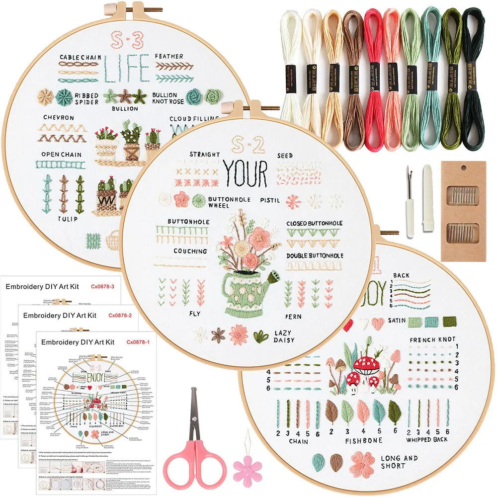 Embark on Your Creative Journey with Our 3/4-Piece Embroidery Starter Kit for DIY Crafters