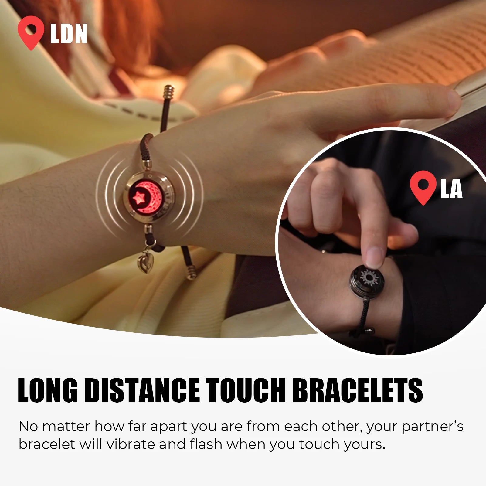 Totwoo Long Distance Touch Bracelets - Vibrant Connection for Couples in Love