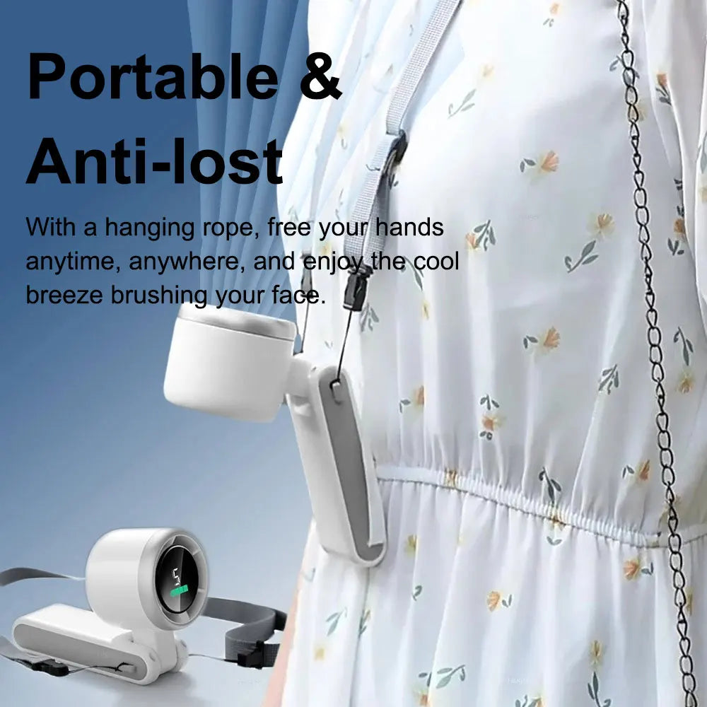 Experience Ultimate Comfort with Our Portable Handheld Electric Fan - 5 Adjustable Speeds, Rechargeable 3600MAH Battery, and LED Display for Ice Cooling Bliss