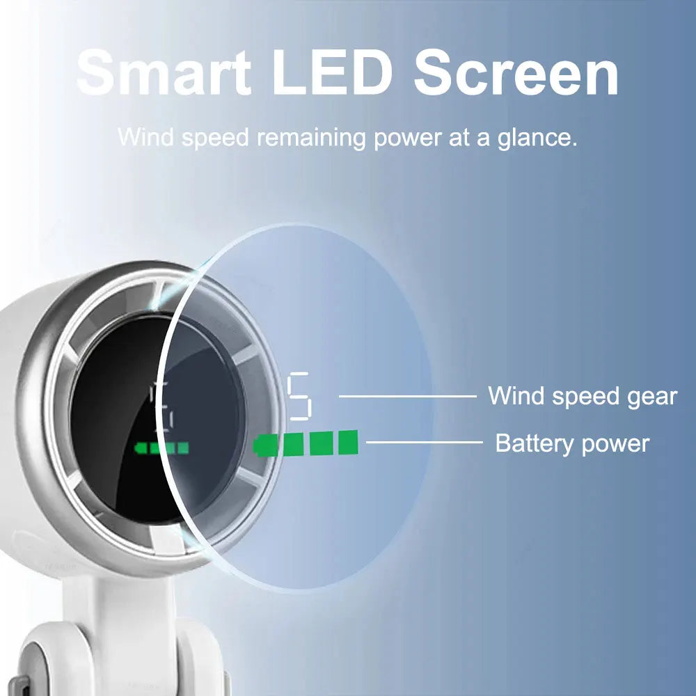 Experience Ultimate Comfort with Our Portable Handheld Electric Fan - 5 Adjustable Speeds, Rechargeable 3600MAH Battery, and LED Display for Ice Cooling Bliss