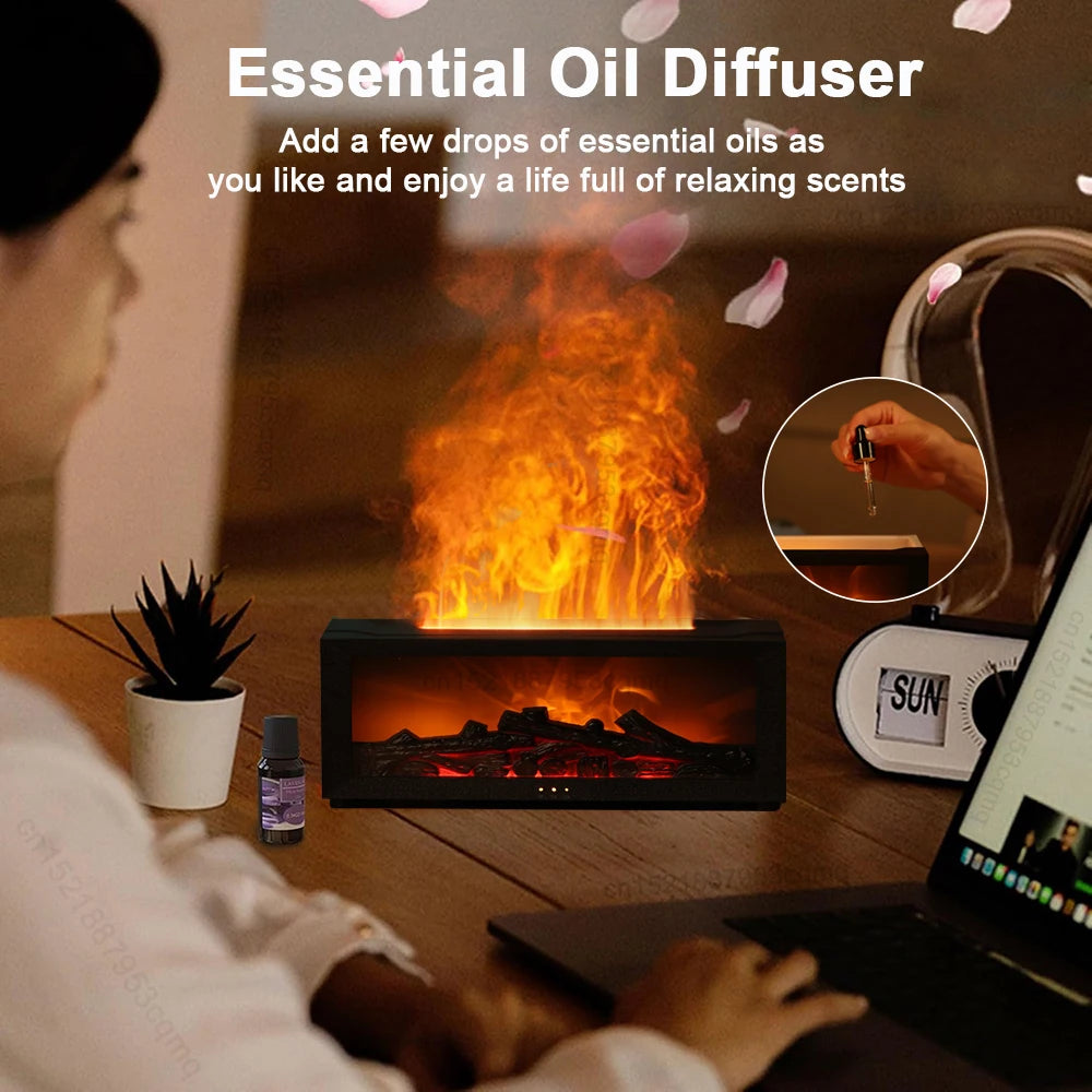 Transform Your Space with the Flame Aroma Humidifier: A Cozy Fireplace Effect for Aromatherapy and Relaxation