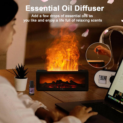 Transform Your Space with the Flame Aroma Humidifier: A Cozy Fireplace Effect for Aromatherapy and Relaxation