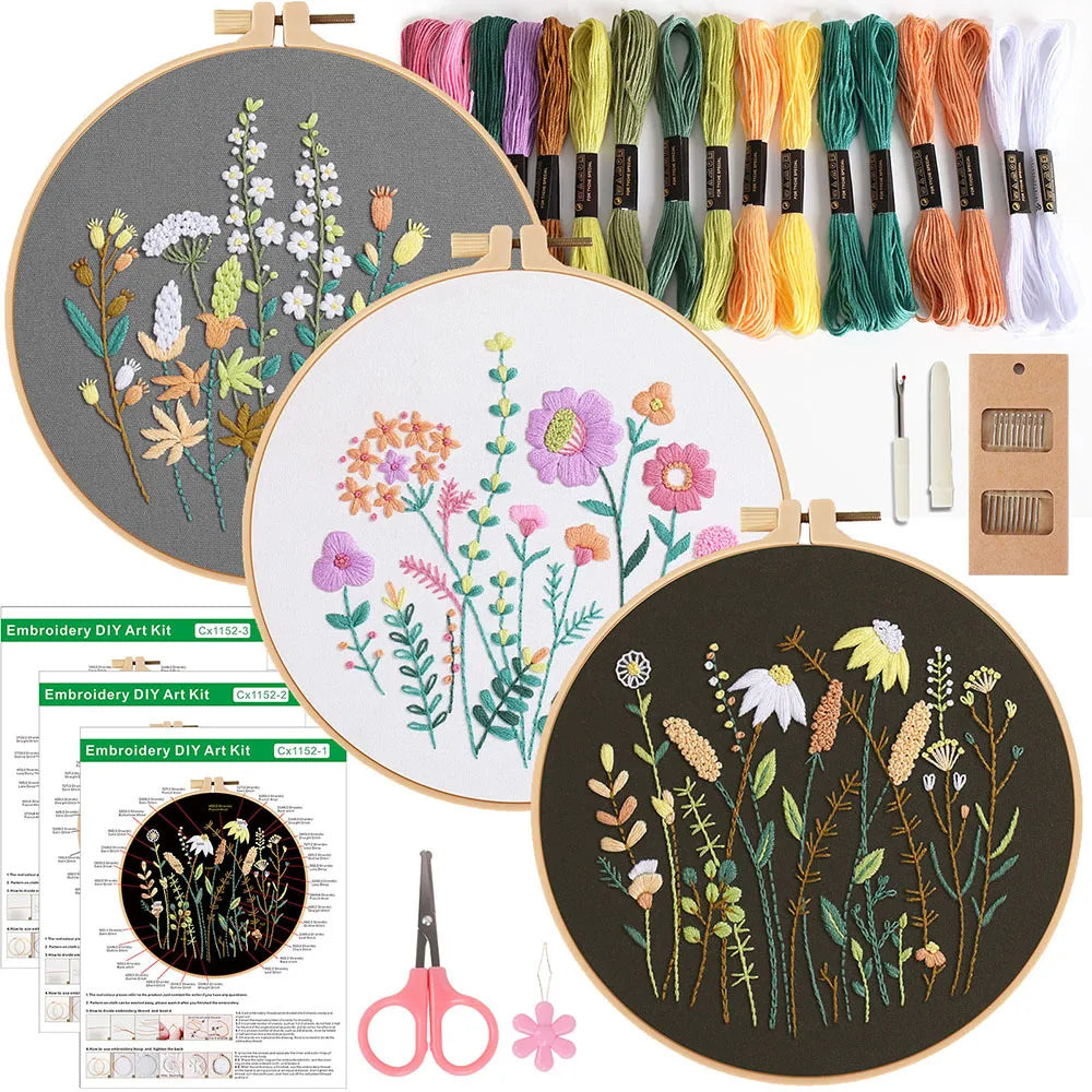 Embark on Your Creative Journey with Our 3/4-Piece Embroidery Starter Kit for DIY Crafters