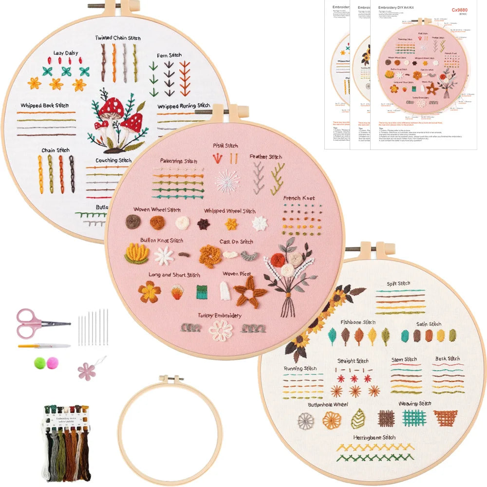 Embark on Your Creative Journey with Our 3/4-Piece Embroidery Starter Kit for DIY Crafters